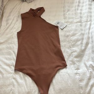Brown asymmetrical Abercrombie body suit